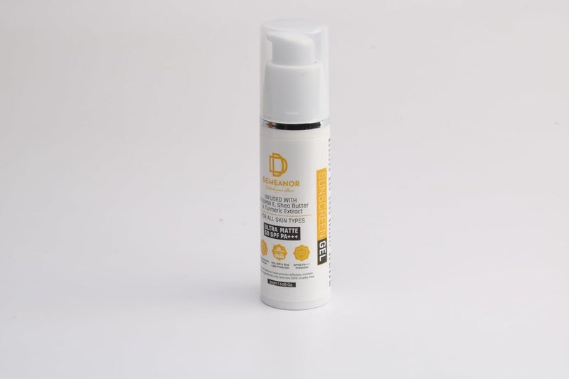 DEMEANOR Face Gel Sunscreen SPF 50 and PA Fluid Sunscreen with Turmeric  Vtimain E sunscreen for oily  combination skin normal skin  Broad spectrum sunscreen No White Cast Lightweight Non greasy  Higher protection than sunscreen SPF  30ml - Image 4