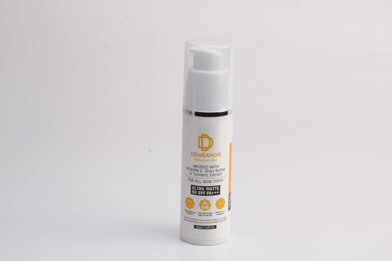 DEMEANOR Face Gel Sunscreen SPF 50 and PA Fluid Sunscreen with Turmeric  Vtimain E sunscreen for oily  combination skin normal skin  Broad spectrum sunscreen No White Cast Lightweight Non greasy  Higher protection than sunscreen SPF  30ml - Image 2