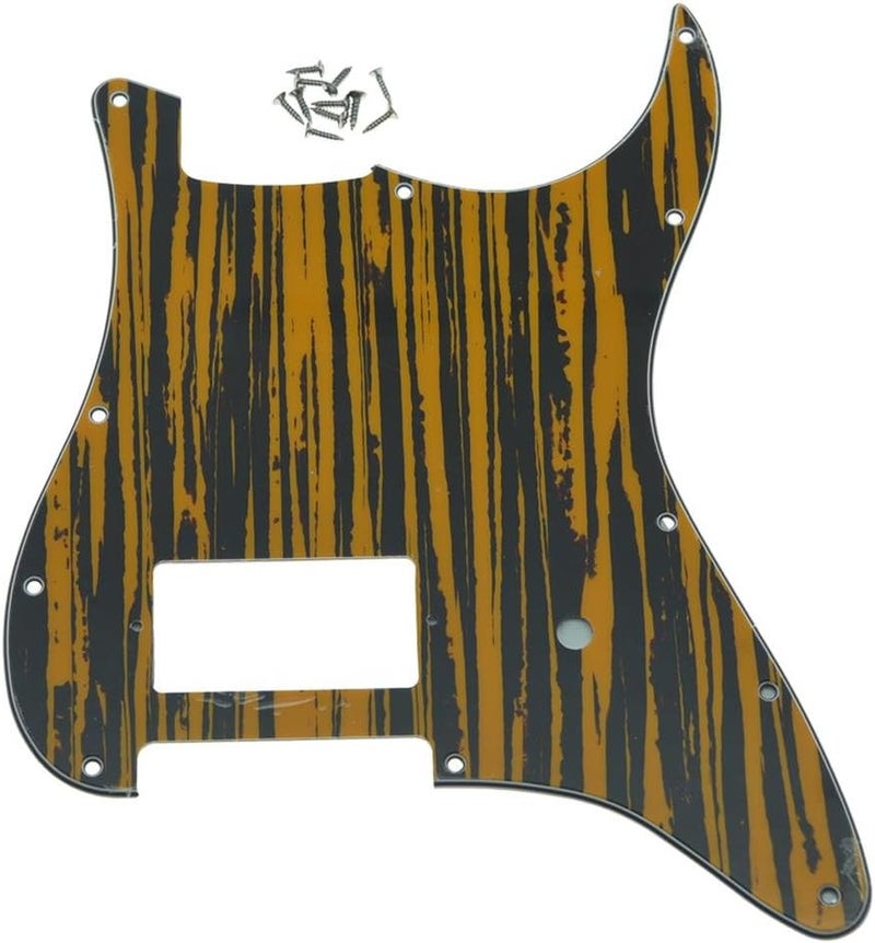KAISH 11 Hole ST/Strat Style One Humbucker Guitar Pickguard Scratch Plate for Delonge Stratocaster/Strat Tawny Stripe - Image 1