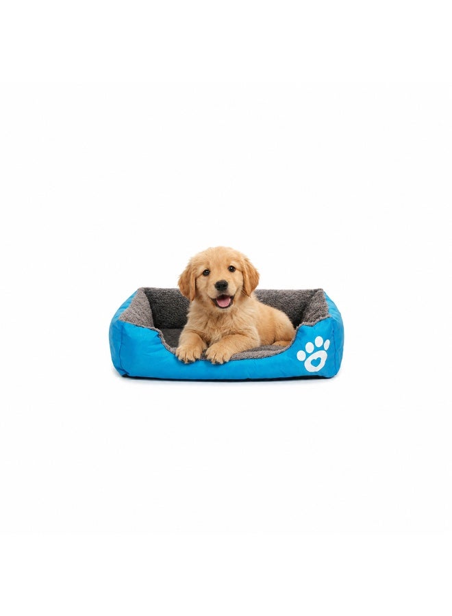 NNC PETS Pet cushion for Puppies and kittens, Soft Plush pet bed with Raised sides and Warm, 53 cm sleeping mat with Non-slip, Comfortable, Head & Neck Support, and Breathable & lightweight (Blue) - Image 1