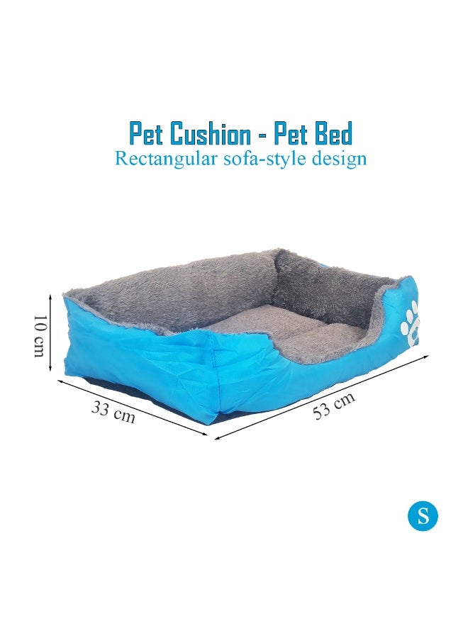 NNC PETS Pet cushion for Puppies and kittens, Soft Plush pet bed with Raised sides and Warm, 53 cm sleeping mat with Non-slip, Comfortable, Head & Neck Support, and Breathable & lightweight (Blue) - Image 2
