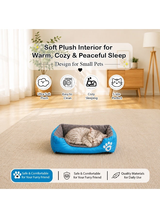 NNC PETS Pet cushion for Puppies and kittens, Soft Plush pet bed with Raised sides and Warm, 53 cm sleeping mat with Non-slip, Comfortable, Head & Neck Support, and Breathable & lightweight (Blue) - Image 4