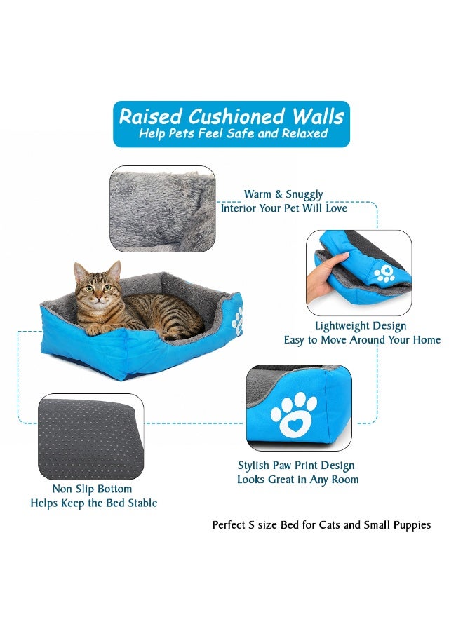 NNC PETS Pet cushion for Puppies and kittens, Soft Plush pet bed with Raised sides and Warm, 53 cm sleeping mat with Non-slip, Comfortable, Head & Neck Support, and Breathable & lightweight (Blue) - Image 5