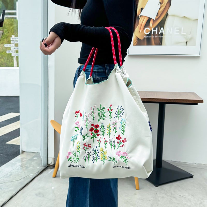 Ball Chain Same Style Winter Leather Embroidered Shopping Bag Large Capacity Fashion All-Match High Quality Shoulder Bag For Women - Image 1