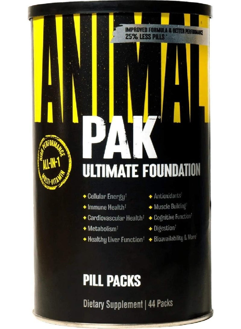UNIVERSAL NUTRITION Animal Pak ,Ultimate Foundation, All in 1 Multi Vitamin Pill Packs, 44 Packs 