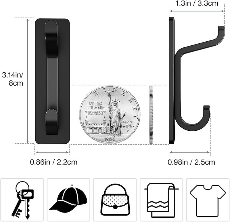 pickpiff Simple upgraded construction Self Adhesive Hooks for Hanging, Extra Sticky Waterproof Metal Anti-Rust Hooks for Coat Towel Key Hat, Wall Mounted Heavy Duty, Removable Hanger for Bathroom, Kitchen, Hall, Over Door, Black, 4 Pack Secure equipped warehouse - Image 5