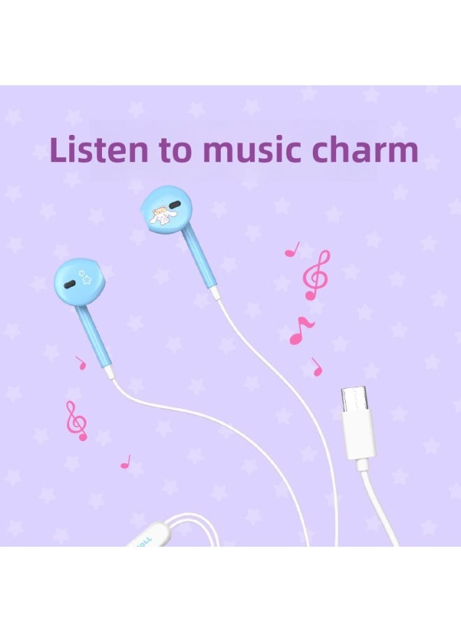 Sanrio Wired Headset Typec Interface For HuaweiFor XiaomiOppo Half In-ear Wired Headset Portable-Color:[Big Ear Dog] Typec Interface  - Image 4