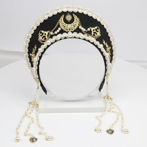 MYAYD Women's Palace Retro Tudor Hat Hair Accessories Crown Headwear Decoration Multicolor Handmade (Black) - Image 2
