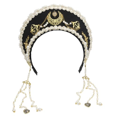 MYAYD Women's Palace Retro Tudor Hat Hair Accessories Crown Headwear Decoration Multicolor Handmade (Black) - Image 1