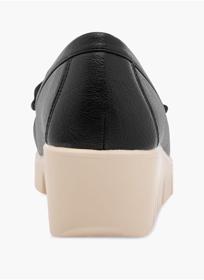 Le Confort Women Textured Slip-On Loafers with Wedge Heels  - Image 5