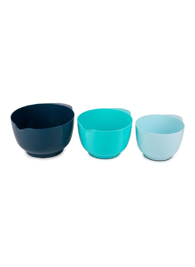 Core Kitchen - 3-Piece Anti Microbial Series Heat-Resistant Nesting Spout Mixing Bowl Set Blue 3.3 L AC31734 - Image 1