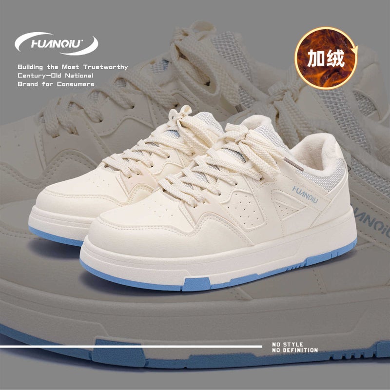 Universal Warm Fleece-Lined Thick Cotton Shoes Winter Explosions Trend Cold-Proof Sneakers All-Match White Shoes Zhq5627-2 - Image 3