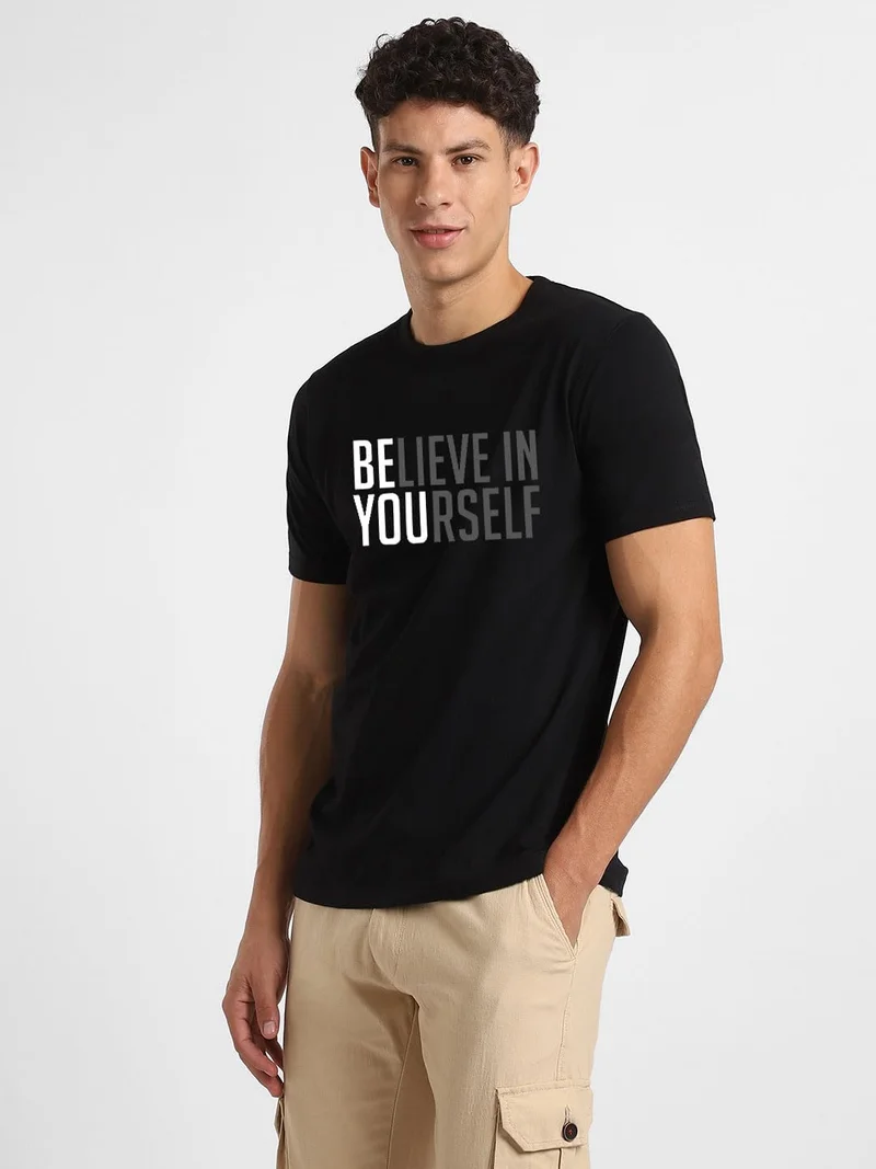 NOBERO Men's Cotton Graphic Printed T-Shirt Combo - Blue & Black