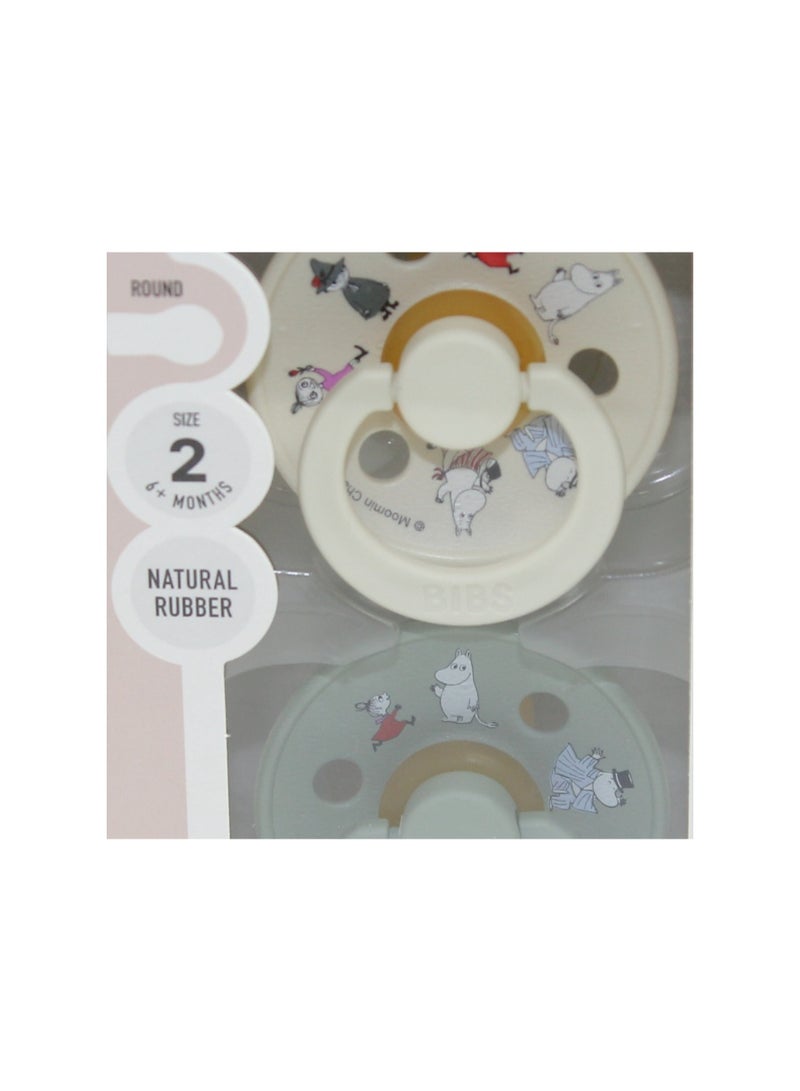 BIBS x Moomin Pacifier Colour 2 Pack – Friends Latex Size 2 Ivory Mix - Image 3