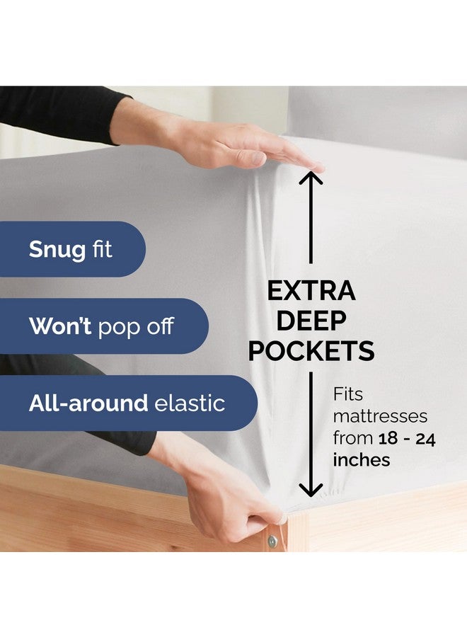 CGK Unlimited Extra Deep King Fitted Sheet - Hotel Luxury Single Fitted Sheet Only - Easily Fits 18 inch to 24 inch Mattress - Ultra Soft, Wrinkle & Fade Free w/Extra Deep Pocket - Breathable & Comfy - French Grey - Image 2
