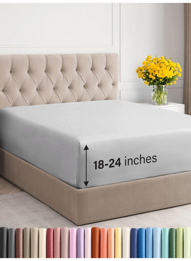 CGK Unlimited Extra Deep King Fitted Sheet - Hotel Luxury Single Fitted Sheet Only - Easily Fits 18 inch to 24 inch Mattress - Ultra Soft, Wrinkle & Fade Free w/Extra Deep Pocket - Breathable & Comfy - French Grey - Image 1