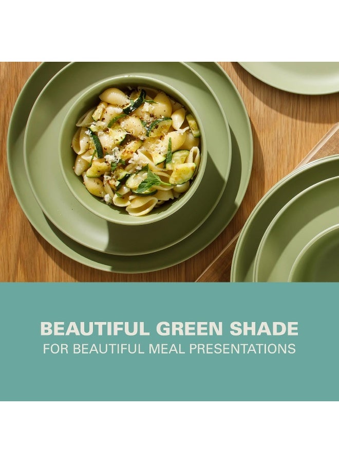 Gibson Home Fairhope 12Piece Matte Green Melamine Dinnerware Set Durable Lightweight Plates and Bowls Kitchen Dining Set - Image 5