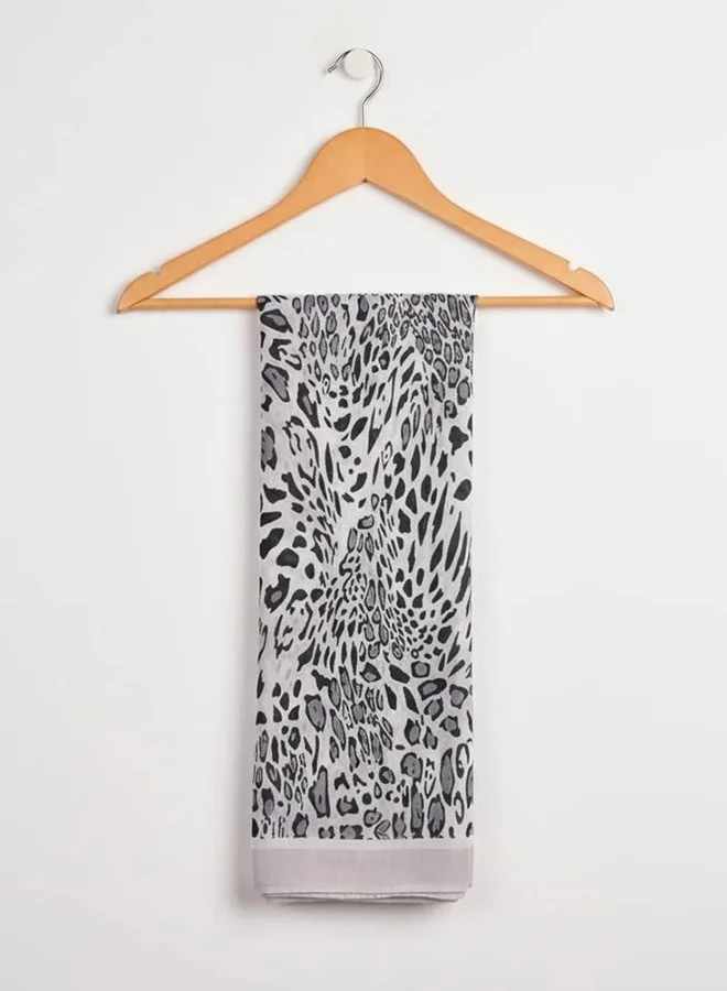 عبايات لمحة طرحة ليوبارد رمادي – شيفون راقي بإطار موحد