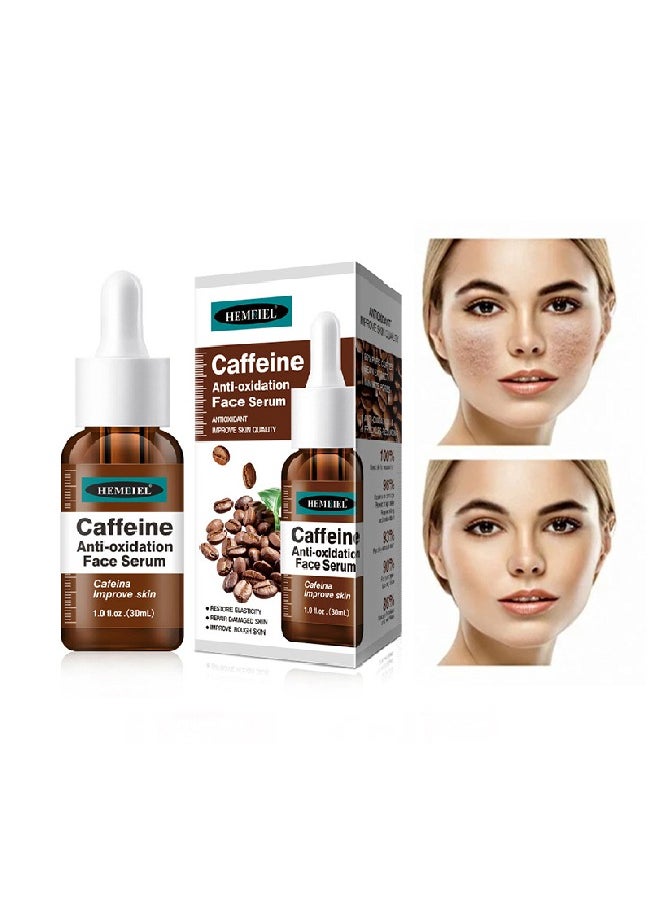 HEMEIEL Caffeine Anti- Oxidation  Face Serum - With Vitamin C, Hyaluronic Acid, Collagen, Caffeine Eye Lift Serum - Reduces Puffiness, Dark Circles, Eye Bags, Wrinkles & Brightens Skin - 30ml  - Image 1