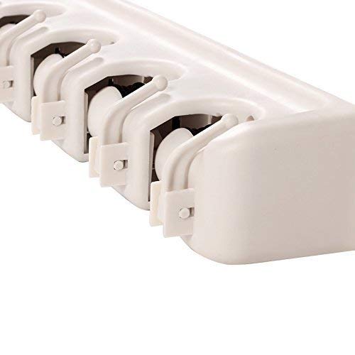 Inditradition Metal Mop Holder and Broom Holder 5 Slots with 6 Hanging Hooks Wall Hanging White Large - Image 5