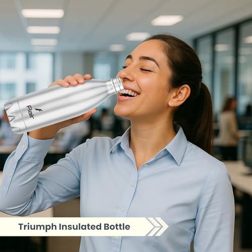 Flair Thermosteel Triumph 500ml Insulated Bottle – Silver & Black, Upto 24 Hours Hot and Cold, Leak Proof, BPA Free, Ideal for Travel, Hiking, Travel Bottle and Everyday Use - Image 2