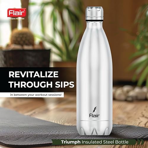 Flair Thermosteel Triumph 500ml Insulated Bottle – Silver & Black, Upto 24 Hours Hot and Cold, Leak Proof, BPA Free, Ideal for Travel, Hiking, Travel Bottle and Everyday Use - Image 3
