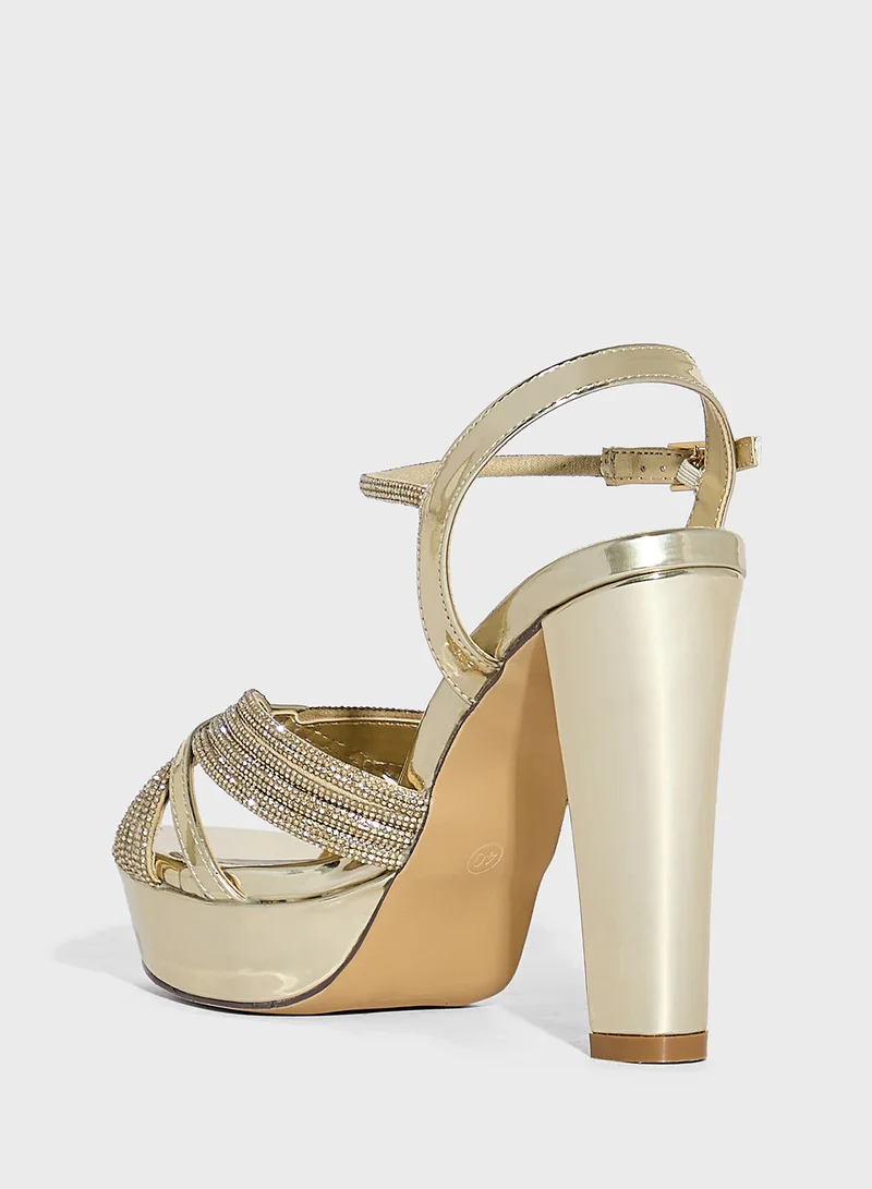 Ella Limited Edition Embellished Platform Block Heel Sandal