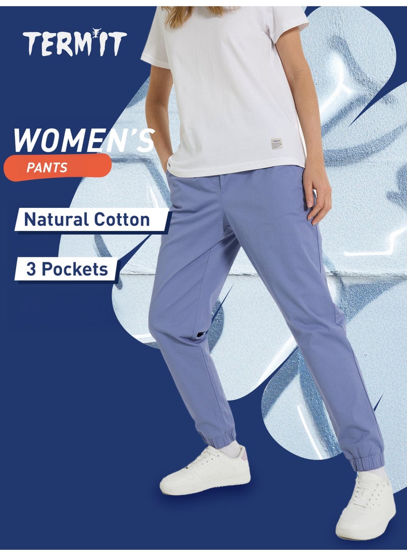 Termit Women's Jogger Pants Blueberry , 98% Cotton, 2% Elastane, Comfortable Fit, 3 Pockets for Skateboarding & Active Lifestyle - Image 2