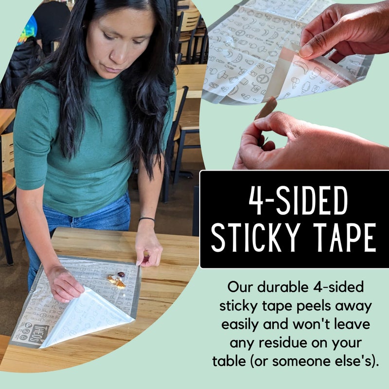 THEO'S 50 Pack Stick on Disposable Table Mats for Kids & Baby Led Weaning | Large 12" x 18" Restaurant Placemats in Re-usable Travel Pouch - Image 3