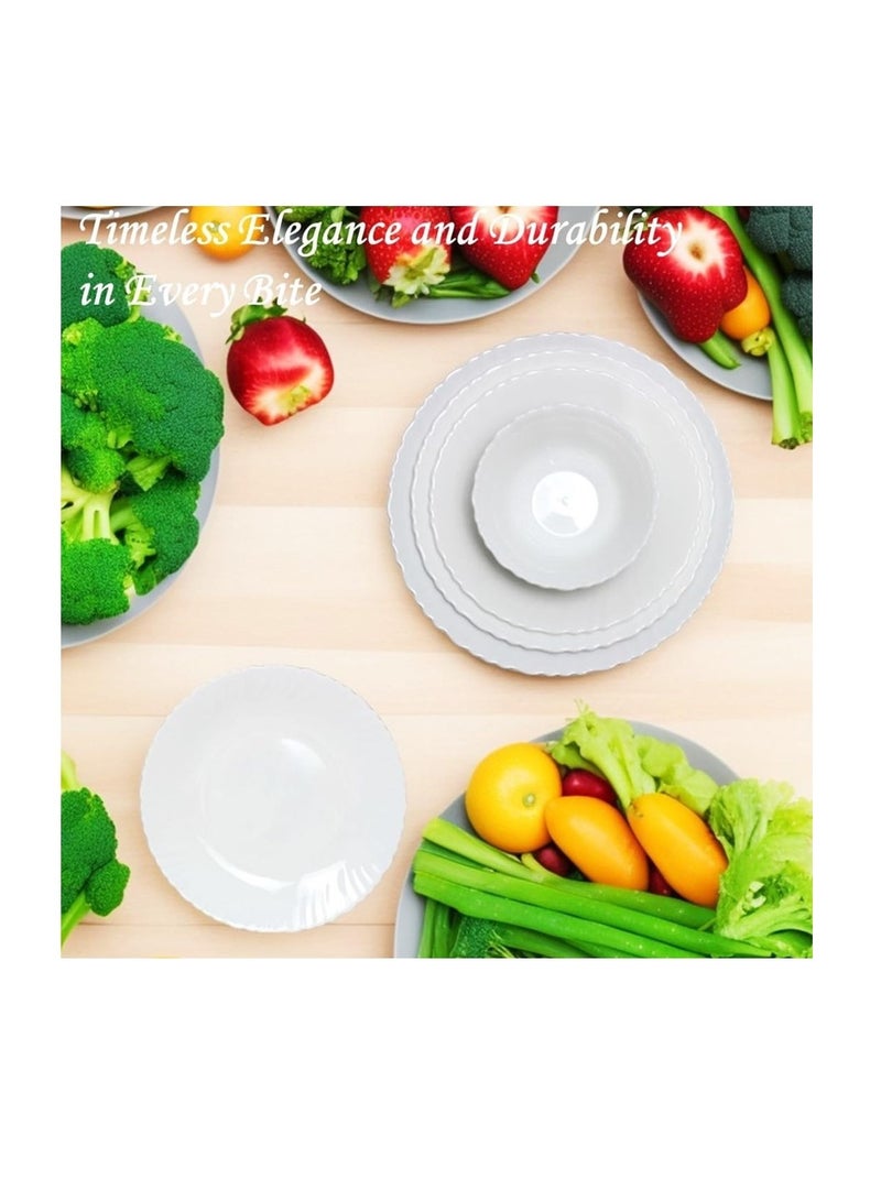 Houzi Houzi 18 Pcs Opal ware Dinner set 4 x dinner plate 4 x dessert plate 4 x bowl 1 x serving bowl 1 x serving plate  - Image 5
