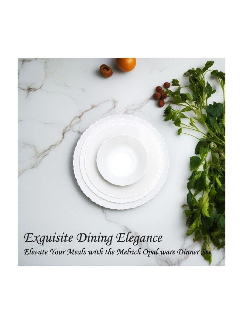 Houzi Houzi 18 Pcs Opal ware Dinner set 4 x dinner plate 4 x dessert plate 4 x bowl 1 x serving bowl 1 x serving plate  - Image 3