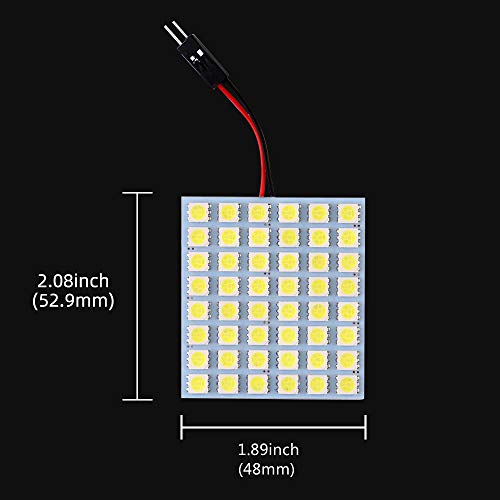 GLL Super White Energy-saving 5050 48-SMD LED Panel Dome Light Auto Car Interior Reading Plate Light Roof Ceiling Interior Wired Lamp+T10 BA9S Festoon Adapter-2pcs - Image 3