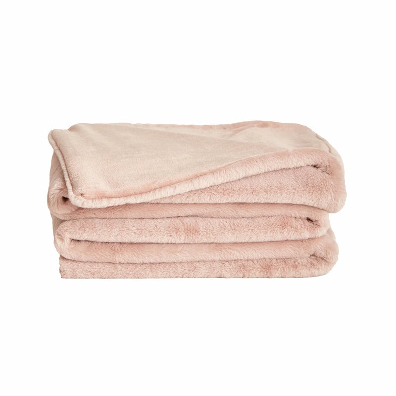 UnHide Lil Marsh  Faux Fur Blanket  Durable Lightweight Extra Soft Blanket  Machine Washable  Add a Layer of Softness to Any Bed Couch or Reading Chair  Rosy Baby Medium 60 x 80