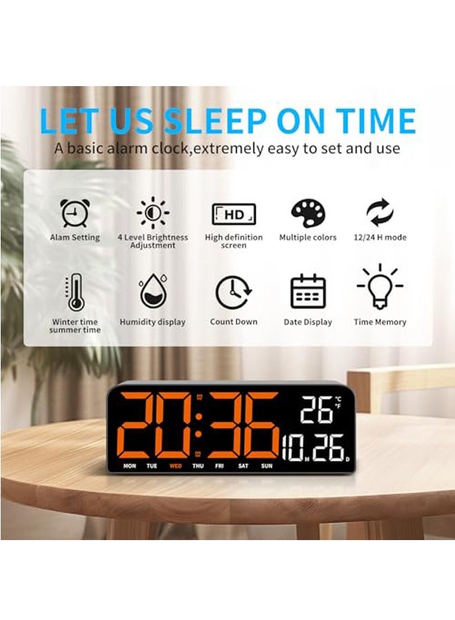 PADOM ساعة حائط رقمية من Padom، ساعة منبه رقمية كبيرة مقاس 9.6 بوصة مزودة بجهاز تحكم عن بعد، خط 3 بوصات، ساعة حائط كهربائية حديثة للمكتب لغرفة المعيشة وغرفة النوم وديكور المرآب والمراهقين وكبار السن - Image 5