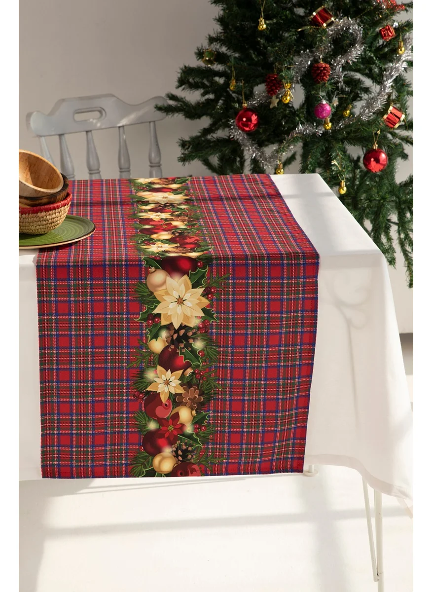 Ays Home Gingham Christmas Floral Runner