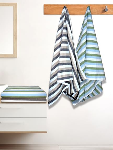 Athom Living Iris Cotton Bath Towel Soft Absorbent Lightweight 75 x 150 cm Ideal for Home Gym and Travel Qty of 4 - Image 1