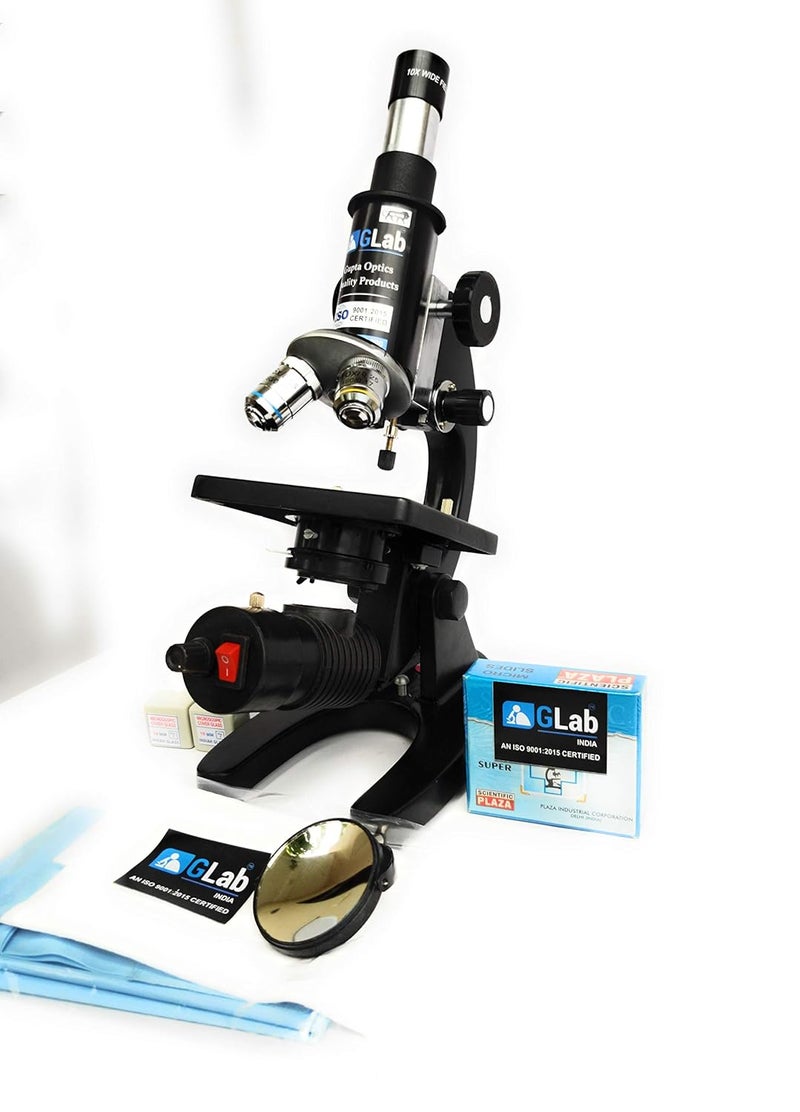 GLAB India Compound Student Microscope White | LED Lamp with 10 Prepared Slides | ISO Certified Biological Microscope for Students, Schools & Laboratory Use - Image 3