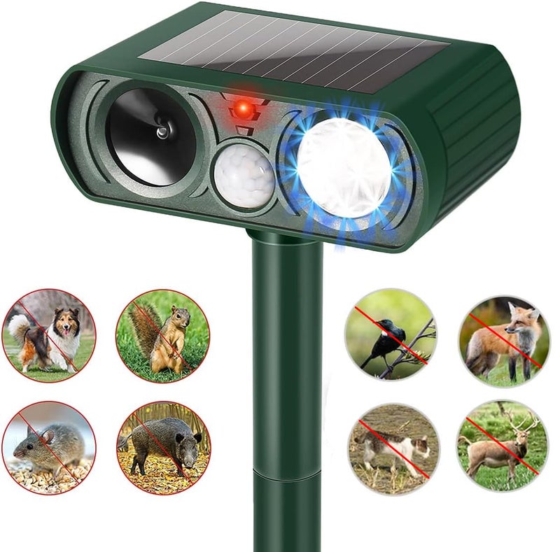 Ariie Animal Repellent Solar Powered Ultrasonic Animal Repellent Motion Sensor and Flashing Light Outdoor Weatherproof Farm Garden Lawn for Cat Dog Coyote Bird Skunk Snake Raccoon Rabbit Squirrel (1 Pack) - Image 3