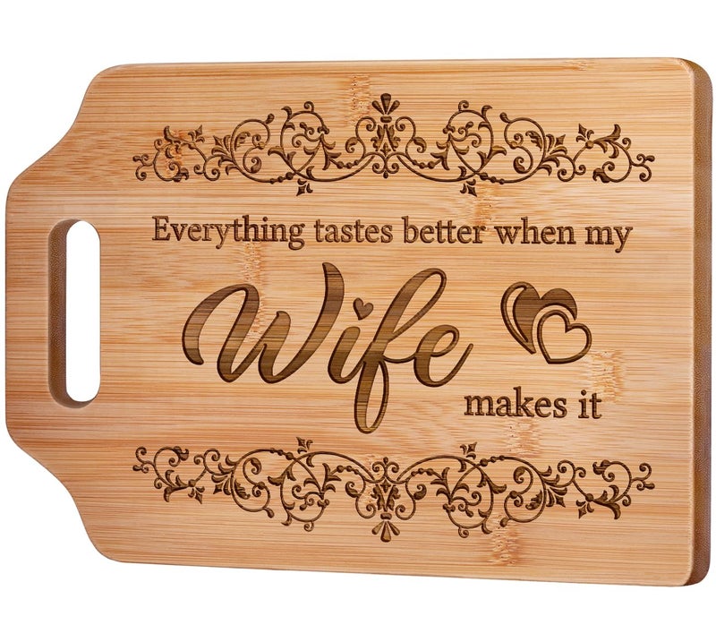 AceThrills Gifts for Wife Christmas Gift Ideas Wife Gifts Birthday Gift Ideas for Wedding Anniversary Christmas Bamboo Cutting Board 123L x 87W x 04Th everything tastes better