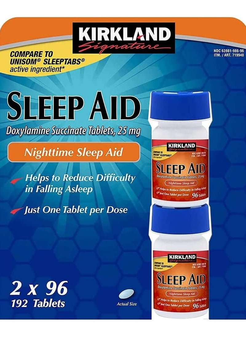 Kirkland Signature Sleep Aid Doxylamine Succinate 25 Mg 2x96 Tablets  - Image 1