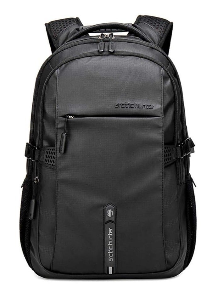 ah arctic hunter Classic Laptop Travel Bag, Large Professional Waterproof Backpack with USB Charging & Headset Port for Men and women, Black  - Image 1