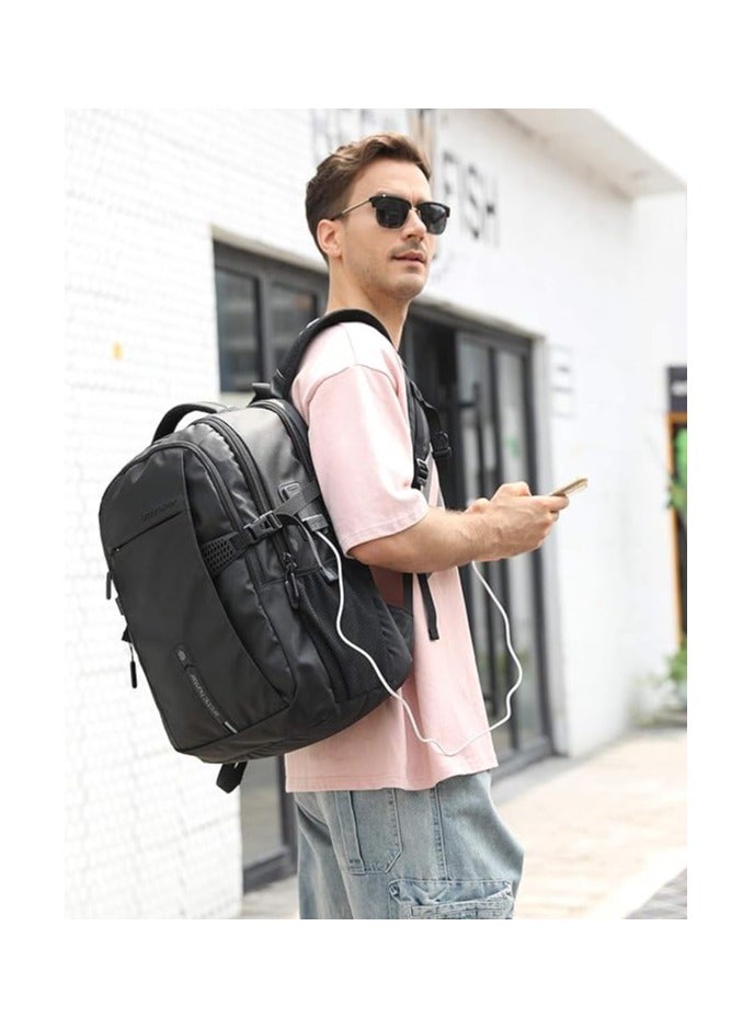 ah arctic hunter Classic Laptop Travel Bag, Large Professional Waterproof Backpack with USB Charging & Headset Port for Men and women, Black  - Image 2
