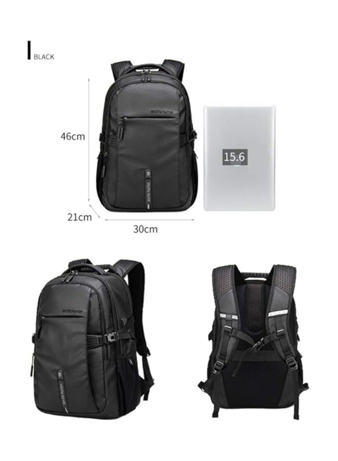 ah arctic hunter Classic Laptop Travel Bag, Large Professional Waterproof Backpack with USB Charging & Headset Port for Men and women, Black  - Image 3