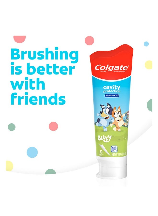 Colgate - Olgate Kids Cavity Protection Toothpaste Bluey Kids Toothpaste With Fluoride Helps Fight Cavities Safe For Ages 2+ Mild Bubble Fruit Flavor Sugar Free Kids Fluoride Toothpaste 4.6 Oz Tube - Image 1