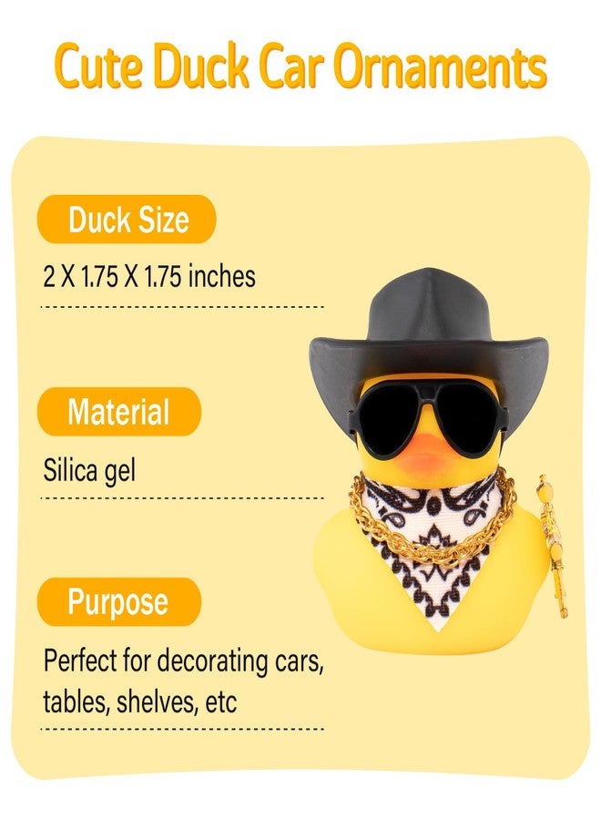 wonuu Car Rubber Cowboy Duck,Duck Ornament Cool Car Accessories Duck Car Dashboard Decoration Special Prop Necklace, M416 - Image 2