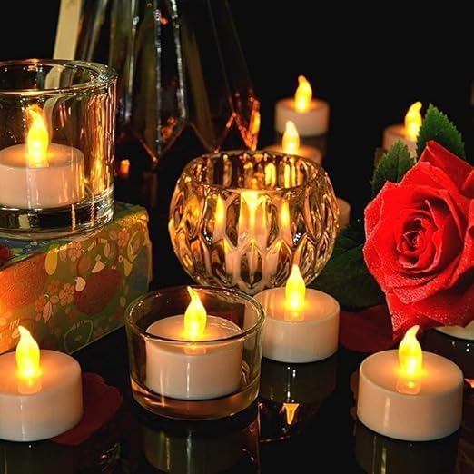 VERVENIX LED Tealight Candles (Pack of 24), Battery Operated Flameless & Smokeless Decorative Lights for Diwali, Pooja, Christmas, Home & Party Decoration, Warm Yellow Glow - Image 2