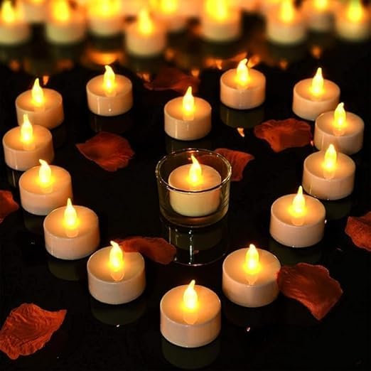 VERVENIX LED Tealight Candles (Pack of 24), Battery Operated Flameless & Smokeless Decorative Lights for Diwali, Pooja, Christmas, Home & Party Decoration, Warm Yellow Glow - Image 5