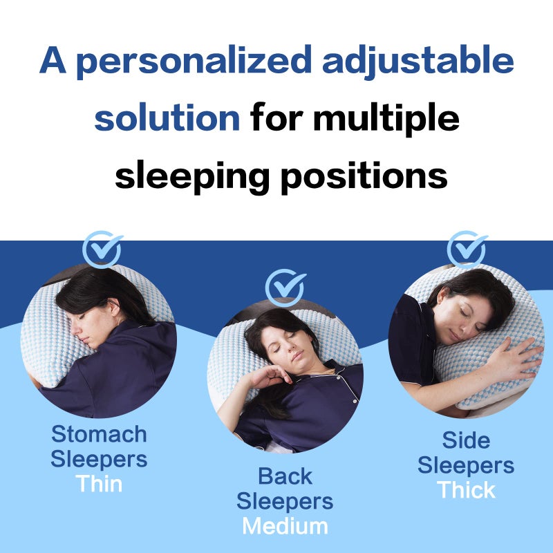 EASELAND Firm Pillows Shredded Memory Foam with Adjustable Fill - Standard Size Set of 2, Removable Cooling Cover for Hot Sleepers, Cool Bed Pillow for Side Back Stomach Sleepers - Image 4