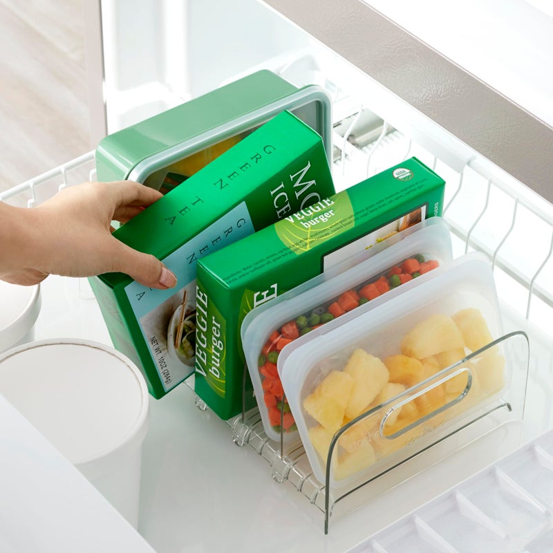 YouCopia رف فريزر YouCopia FreezeUp 12" خالي من BPA منظم ثلاجة مع فواصل قابلة للتعديل ومقابض لتخزين الطعام المجمد وصناديق الوجبات، شفاف - Image 5