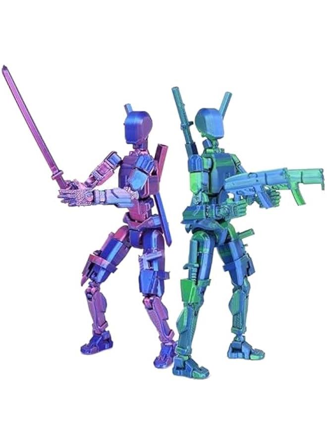 Assembly Completed T13 Action Figure 2 Pack, 3D Printed Human Body Model, Lucky 13 Action Figure,Multi-Joint Movable Robot, PVC Model Full Body Mobile Robot Desktop Decoration - Image 2